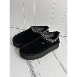 Ugg Tasman Suede Platform Slippers Women’s Size 12 Black Shearling Lined
